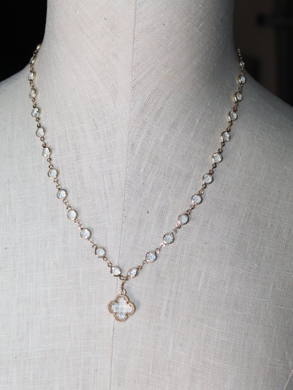 Touchstone Crystal by Swarovski Chanelle Blush Clear 4-Leaf Clover 21" Necklace